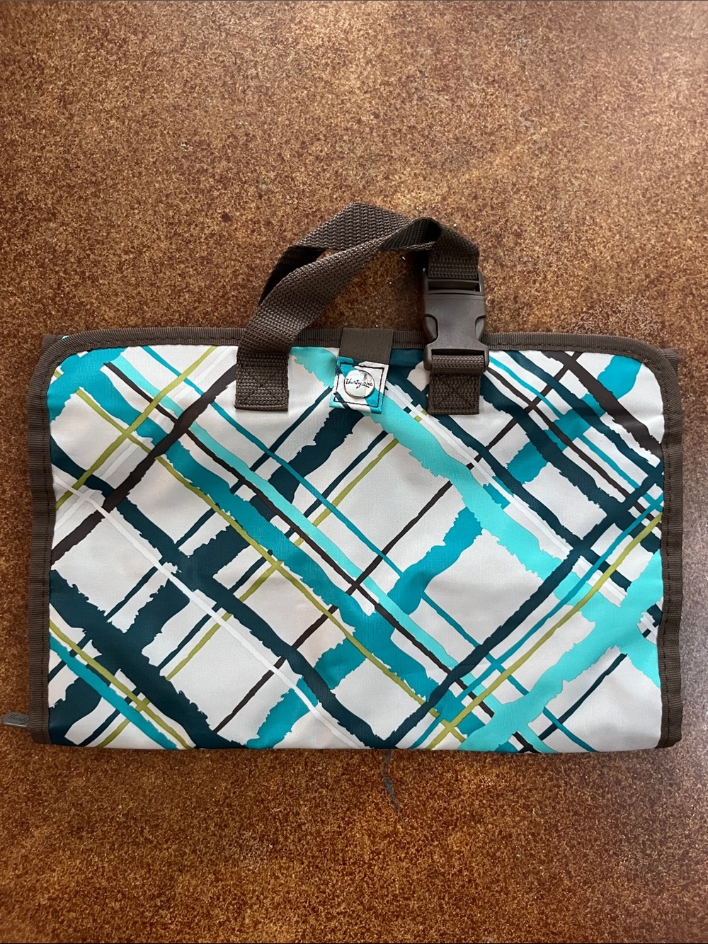 Thirty-One Uptown Teal Plaid Jewelry Organizer Bag